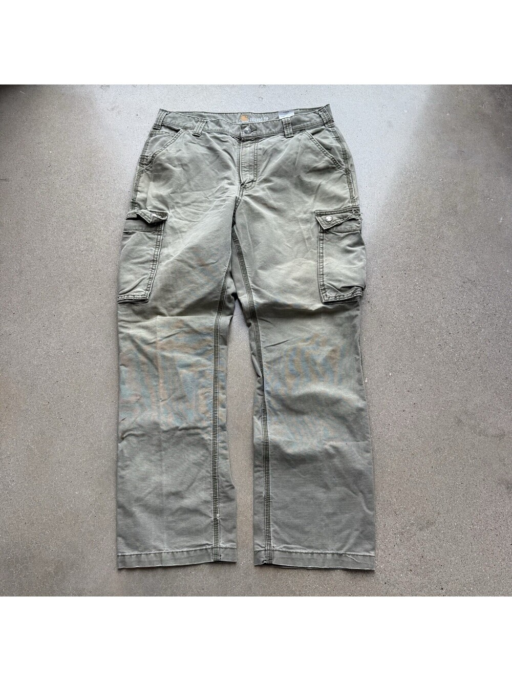 Carhartt Relaxed Fit green Work Pants Men's 36x32 Cargo Utility Workwear Faded
